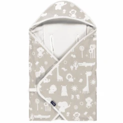 Alvi ® Coperta Da Viaggio Light Animali Dello Zoo Taupe 80 X 80 Cm