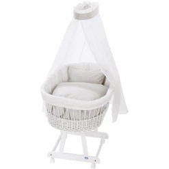 Alvi Set Biancheria Per Culla In Vimini, 3 Pezzi, Diamante Taupe