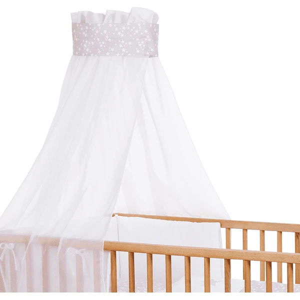 Babybay ® Culla Baldacchino Piqué Con Nastro Per L'applicazione Stella Grigio Perla Stelle Bianche 4 Babybay ® Culla Baldacchino Piqué Con Nastro Per L'applicazione Stella Grigio Perla Stelle Bianche - immagine 2