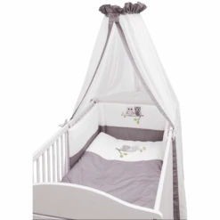 Be Be 's Collection Set Biancheria Lettino 3 Pezzi, Gufi Rosa