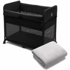 Bugaboo Lettino Da Viaggio Stardust Black Con Lenzuolo In Cotone Stardust Mineral White