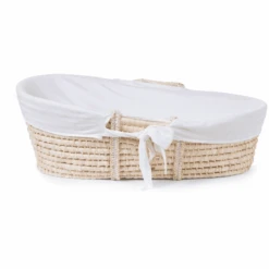 CHILDHOME Culla In Foglia Di Mais Incl. Materasso E Rivestimento, Bianco