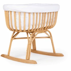 CHILDHOME Culla In Rattan Con Rivestimentoin Jersey, Materasso E Paracolpi