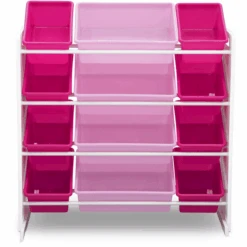 Delta Children Organizzatore Per Giocattoli Con 12 Contenitori, Bianco/rosa -Negozio Di Mobili Per Camerette delta children organizzatore per giocattoli con 12 contenitori bianco rosa a405430 2