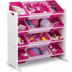 Delta Children Organizzatore Per Giocattoli Con 12 Contenitori, Bianco/rosa -Negozio Di Mobili Per Camerette delta children organizzatore per giocattoli con 12 contenitori bianco rosa a405430 4