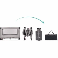 Fillikid Lettino Da Viaggio "Parigi" Con Materasso Comfort, Grigio Chiaro Melange -Negozio Di Mobili Per Camerette fillikid lettino da viaggio parigi con materasso comfort grigio chiaro melange a299314 2