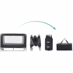 Fillikid Lettino Da Viaggio "Parigi" Con Materasso Comfort, Grigio Scuro Melange -Negozio Di Mobili Per Camerette fillikid lettino da viaggio parigi con materasso comfort grigio scuro melange a299311 2