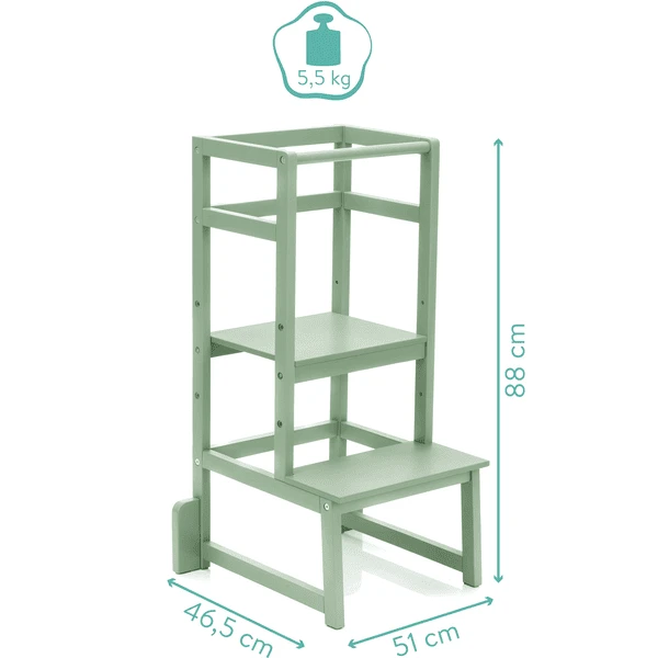 Fillikid Torre Di Apprendimento Montessoriana In Legno Massiccio, Verde 4 Fillikid Torre Di Apprendimento Montessoriana In Legno Massiccio, Verde - immagine 2