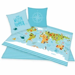 HERDING Set Lenzuola Mappamondo 135 X 200cm -Negozio Di Mobili Per Camerette herding set lenzuola mappamondo 135 x 200cm a262153 2