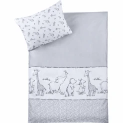 JULIUS ZÖLLNER Set Lenzuola 100/135cm Safari Bianco/grigio -Negozio Di Mobili Per Camerette julius zoellner set lenzuola 100 135cm safari bianco grigio a154952 1