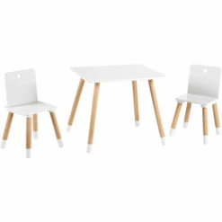 Roba Set Tavolo + Sedie, Bianco/legno Naturale