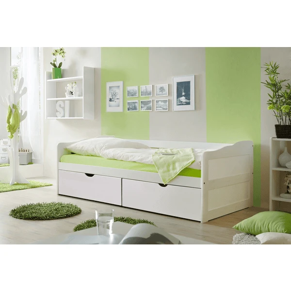TiCAA Divano Letto Melanie Con Cassetto 90 X 200 Cm, Pino Bianco 3 TiCAA Divano Letto Melanie Con Cassetto 90 X 200 Cm, Pino Bianco