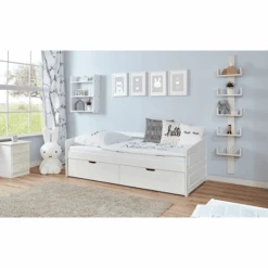 TiCAA Divano Letto Micki Beech Bianco Con 2 Cassetti Aden -Negozio Di Mobili Per Camerette ticaa divano letto micki beech bianco con 2 cassetti aden a303167 2