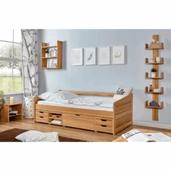 TiCAA Divano Letto Micki In Faggio Naturale Con 4 Cassetti Funzionali Aden -Negozio Di Mobili Per Camerette ticaa divano letto micki in faggio naturale con 4 cassetti funzionali aden a303147 2