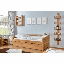 TiCAA Divano Letto Micki In Faggio Naturale Con 5 Cassetti Aden -Negozio Di Mobili Per Camerette ticaa divano letto micki in faggio naturale con 5 cassetti aden a303144 2