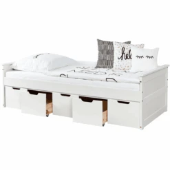 TiCAA Divano Letto Theodor 100 X 200 Cm Bianco Pino Con 5 Cassetti Aden -Negozio Di Mobili Per Camerette ticaa divano letto theodor 100 x 200 cm bianco pino con 5 cassetti aden a303213 1