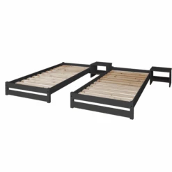 TiCAA Lettino Impilabile Nadine 90 X 200 Cm Pino, Antracite -Negozio Di Mobili Per Camerette ticaa lettino impilabile nadine 90 x 200 cm pino antracite a327489 2