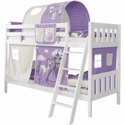 TiCAA Letto A Castello Erni, Faggio Bianco Cavallo Viola