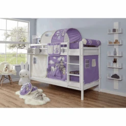 TiCAA Letto A Castello Rene Faggio Bianco Cavallo Viola -Negozio Di Mobili Per Camerette ticaa letto a castello rene faggio bianco cavallo viola a327596 1