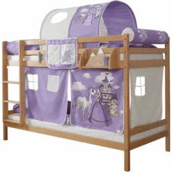 TiCAA Letto A Castello Rene, Faggio Nature Cavallo Viola
