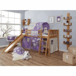 TiCAA Letto Con Scivolo Ekki Faggio Nature Cavallo Viola -Negozio Di Mobili Per Camerette ticaa letto con scivolo ekki faggio nature cavallo viola a327648 1