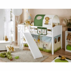 TICAA Letto Rialzato Con Scivolo Ekki Country Safari