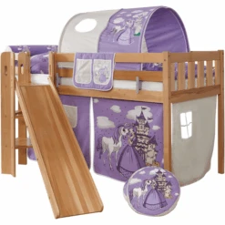 TiCAA Letto Rialzato Con Scivolo Ekki, Faggio Nature Cavallo Viola -Negozio Di Mobili Per Camerette ticaa letto rialzato con scivolo ekki faggio nature cavallo viola a327651 2