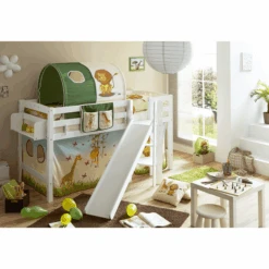 TICAA Letto Rialzato Con Scivolo Tino Bianco - Safari -Negozio Di Mobili Per Camerette ticaa letto rialzato con scivolo tino bianco safari a246528 3