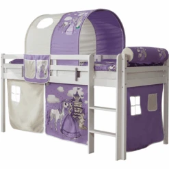 TiCAA Letto Rialzato Rene, Faggio Bianco Cavallo Viola -Negozio Di Mobili Per Camerette ticaa letto rialzato rene faggio bianco cavallo viola a327662 2