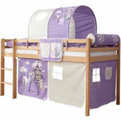 TiCAA Letto Rialzato Rene, Faggio Nature Cavallo Viola -Negozio Di Mobili Per Camerette ticaa letto rialzato rene faggio nature cavallo viola a327663 2