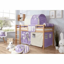 TiCAA Letto Rialzato Rene, Faggio Nature Cavallo Viola -Negozio Di Mobili Per Camerette ticaa letto rialzato rene faggio nature cavallo viola a327663 3