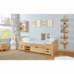 TiCAA Letto Singolo Leni 90 X 200 Cm Pino Nature, Con 4 Cassetti Funzionali -Negozio Di Mobili Per Camerette ticaa letto singolo leni 90 x 200 cm pino nature con 4 cassetti funzionali a327408 2